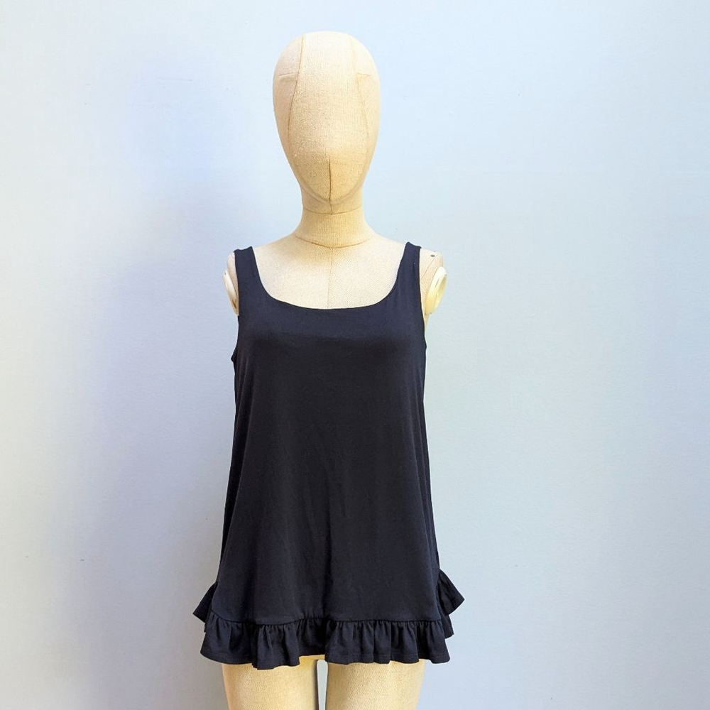 Susana Monaco Black Ruffle Sleeveless Top - Small